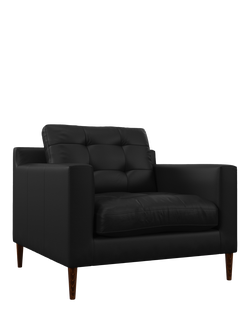 John Lewis Draper II Leather Armchair, Dark Leg, Matt Black