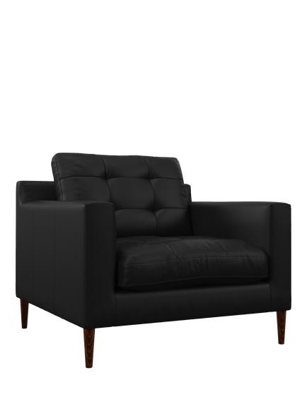 John Lewis Draper II Leather Armchair, Dark Leg, Matt Black