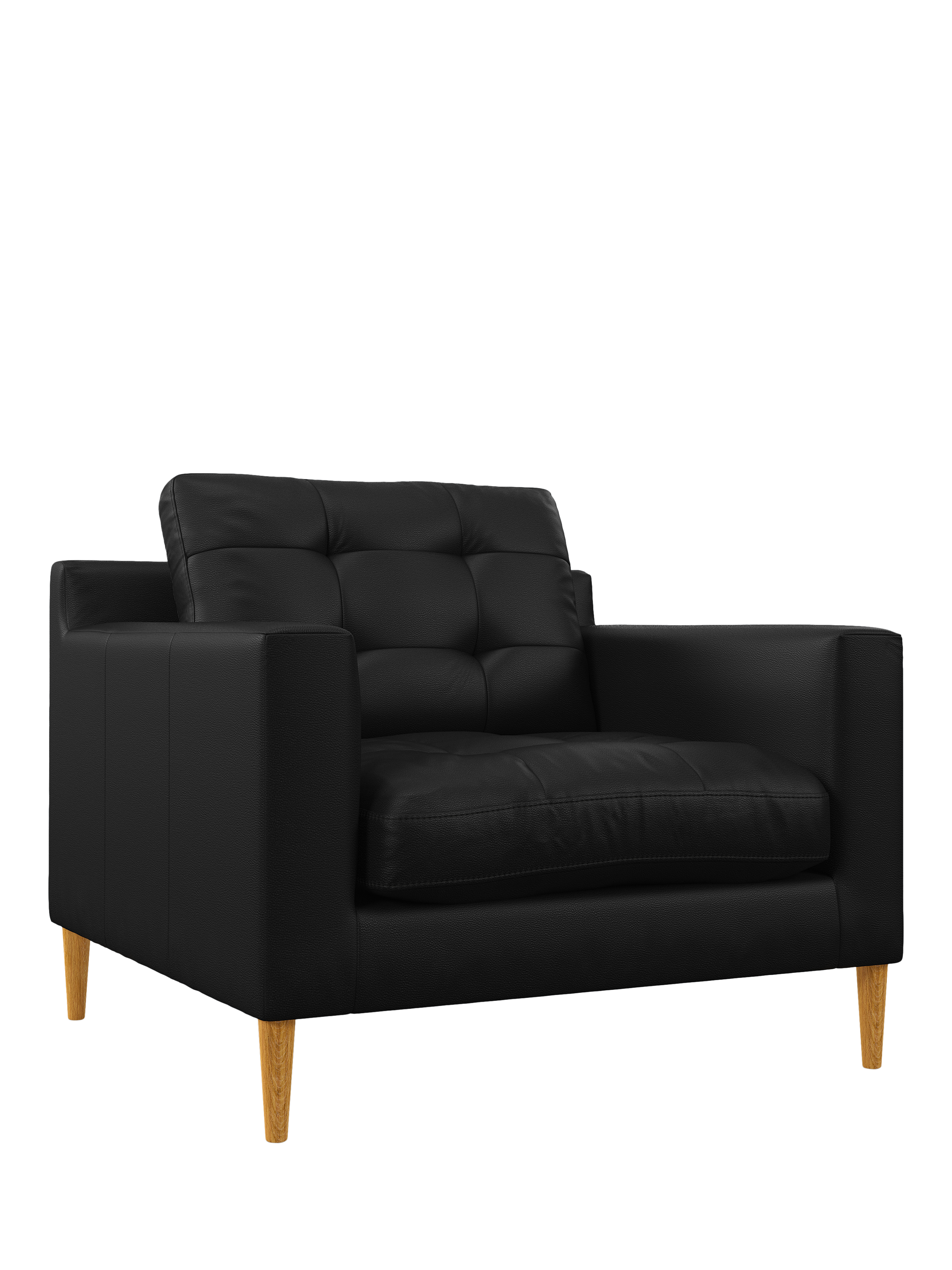 Draper Range, John Lewis Draper II Leather Armchair, Light Leg, Matt Black
