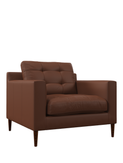 John Lewis Draper II Leather Armchair, Dark Leg, Matt Chestnut