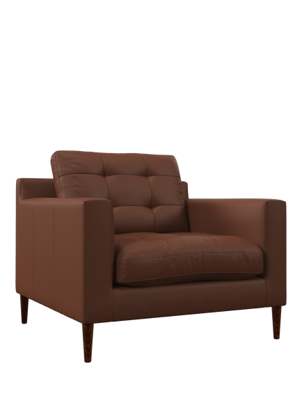 John Lewis Draper II Leather Armchair, Dark Leg, Matt Chestnut