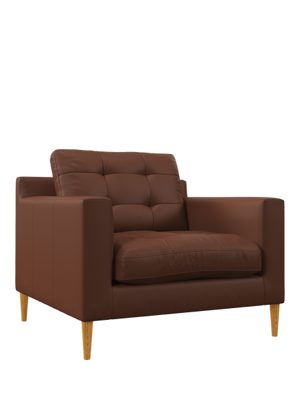 John Lewis Draper II Leather Armchair, Light Leg, Matt Chestnut
