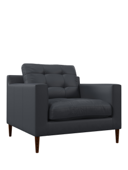 John Lewis Draper II Leather Armchair, Dark Leg, Matt Navy
