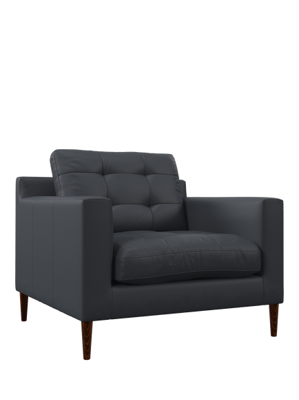 John Lewis Draper II Leather Armchair, Dark Leg, Matt Navy