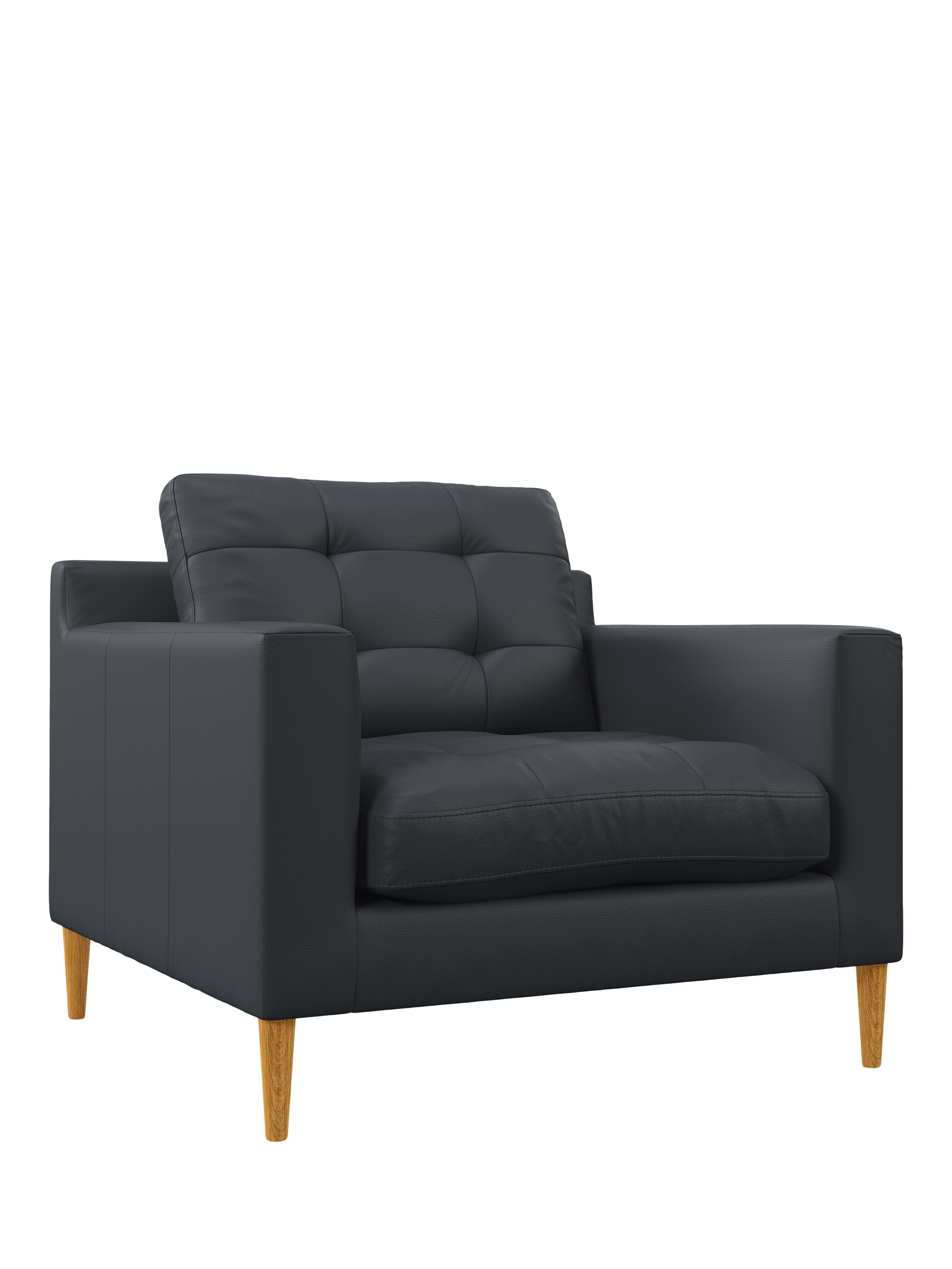Draper Range, John Lewis Draper II Leather Armchair, Light Leg, Matt Navy