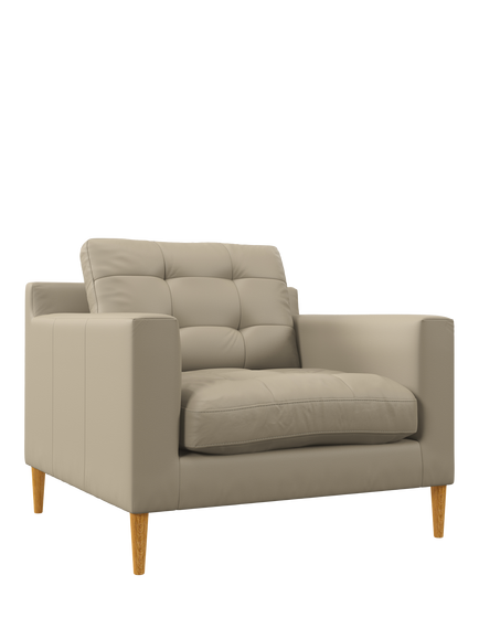 John Lewis Draper II Leather Armchair, Light Leg, Matt Pearl