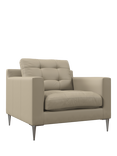 John Lewis Draper II Leather Armchair, Metal Leg, Matt Pearl