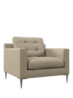 John Lewis Draper II Leather Armchair, Metal Leg, Matt Pearl