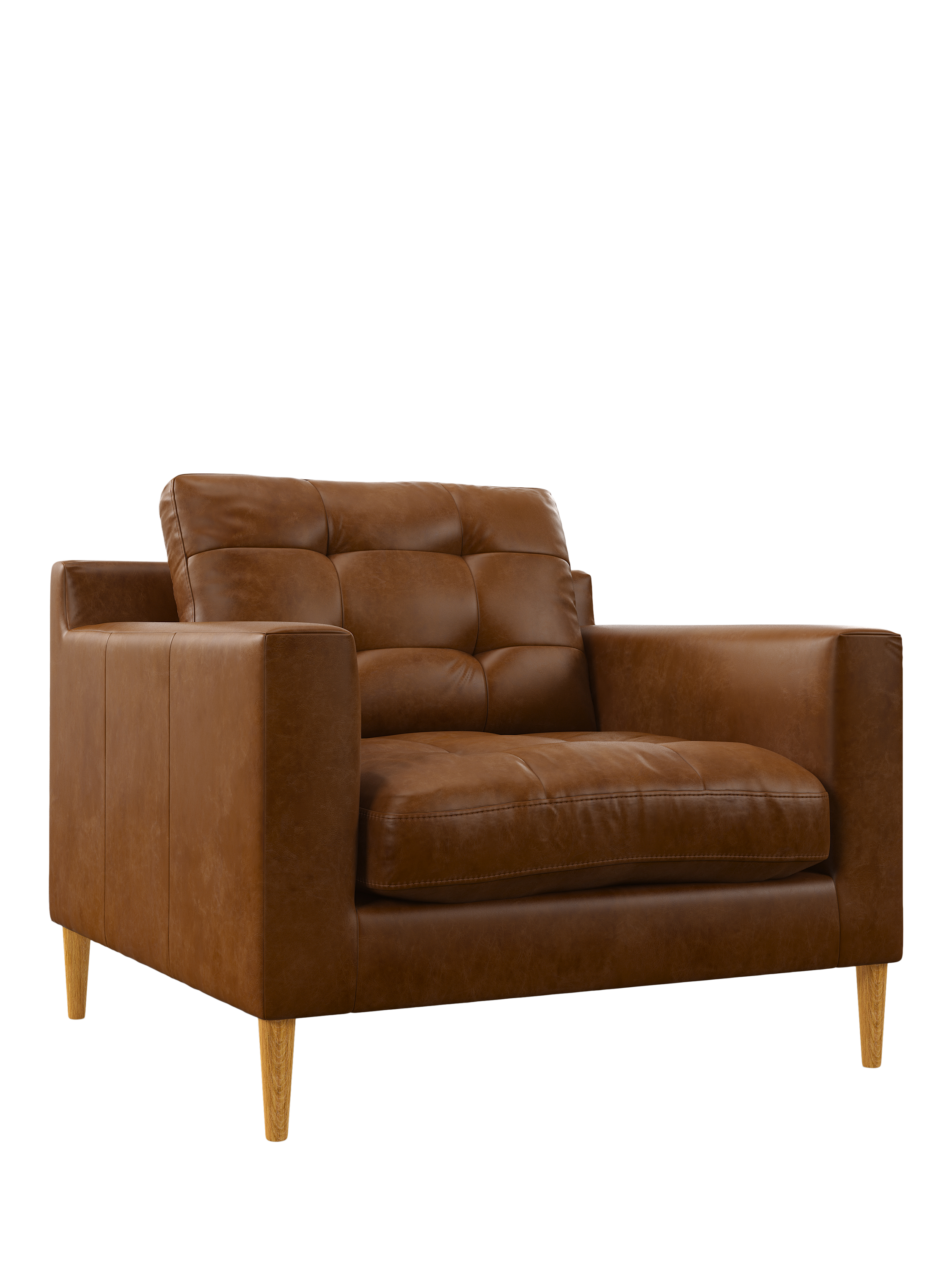 Draper Range, John Lewis Draper II Leather Armchair, Light Leg, Premium Caramel