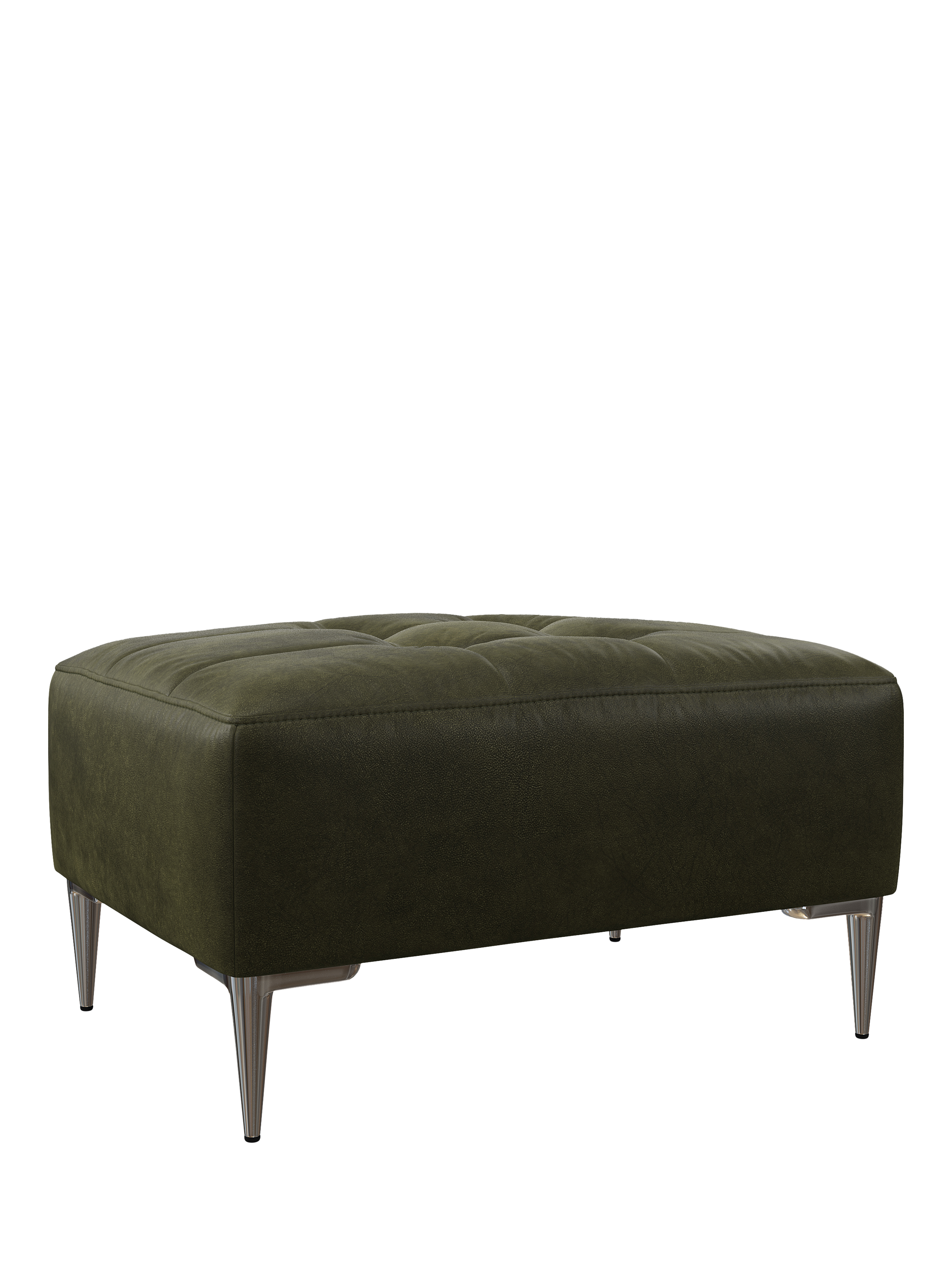 Draper Range, John Lewis Draper II Leather Footstool, Metal Leg, Demetra Green