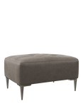 John Lewis Draper II Leather Footstool, Metal Leg, Demetra Grey