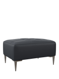John Lewis Draper II Leather Footstool, Metal Leg, Matt Navy