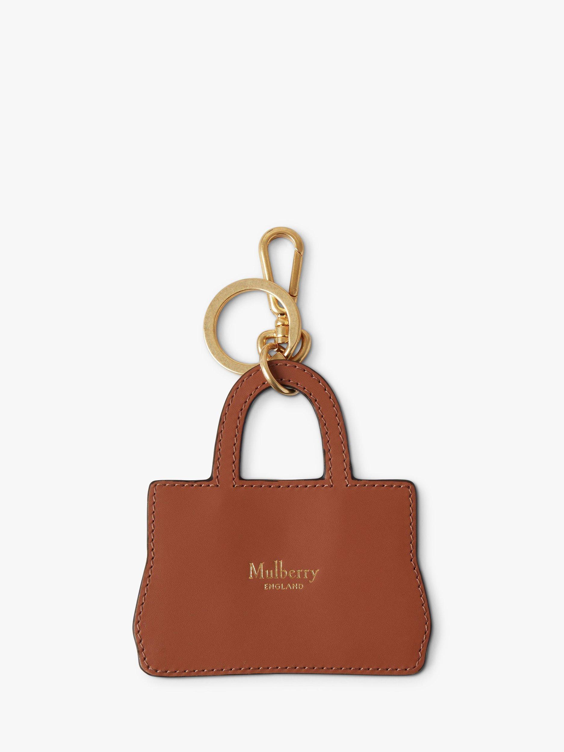 Product image 2 of 2, which shows Mulberry Bayswater Flat Leather Bag Keyring, Vintage Oak