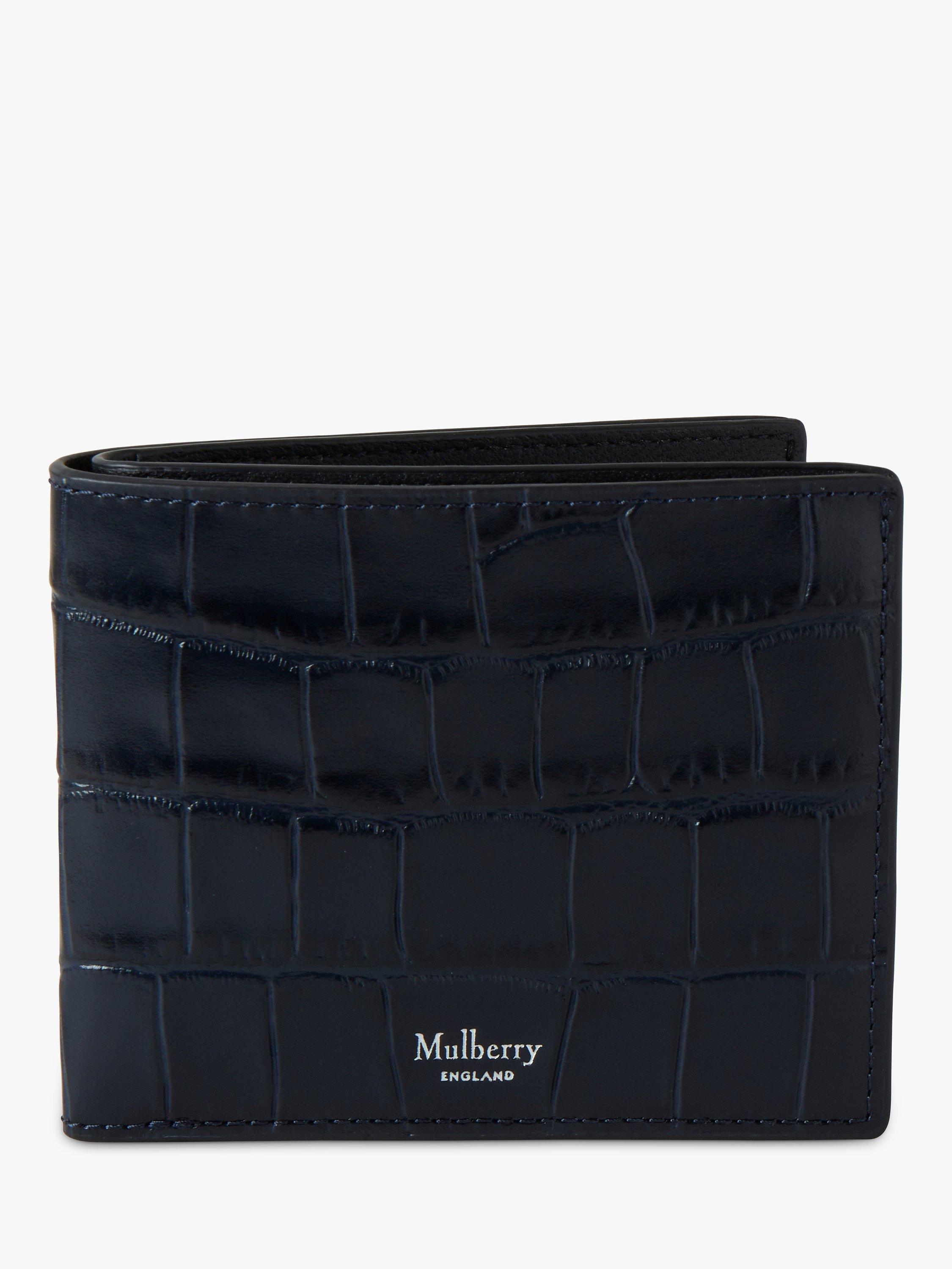 Mulberry Matte Croc Leather 8 Card Wallet Night Sky