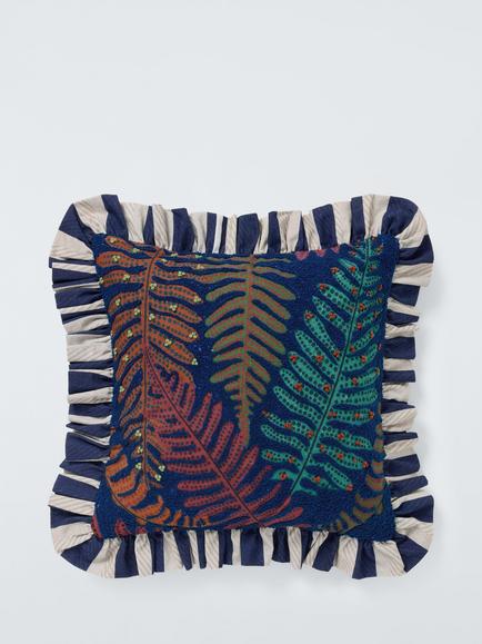 John Lewis Ferns Frill Cushion, Multi, Multi