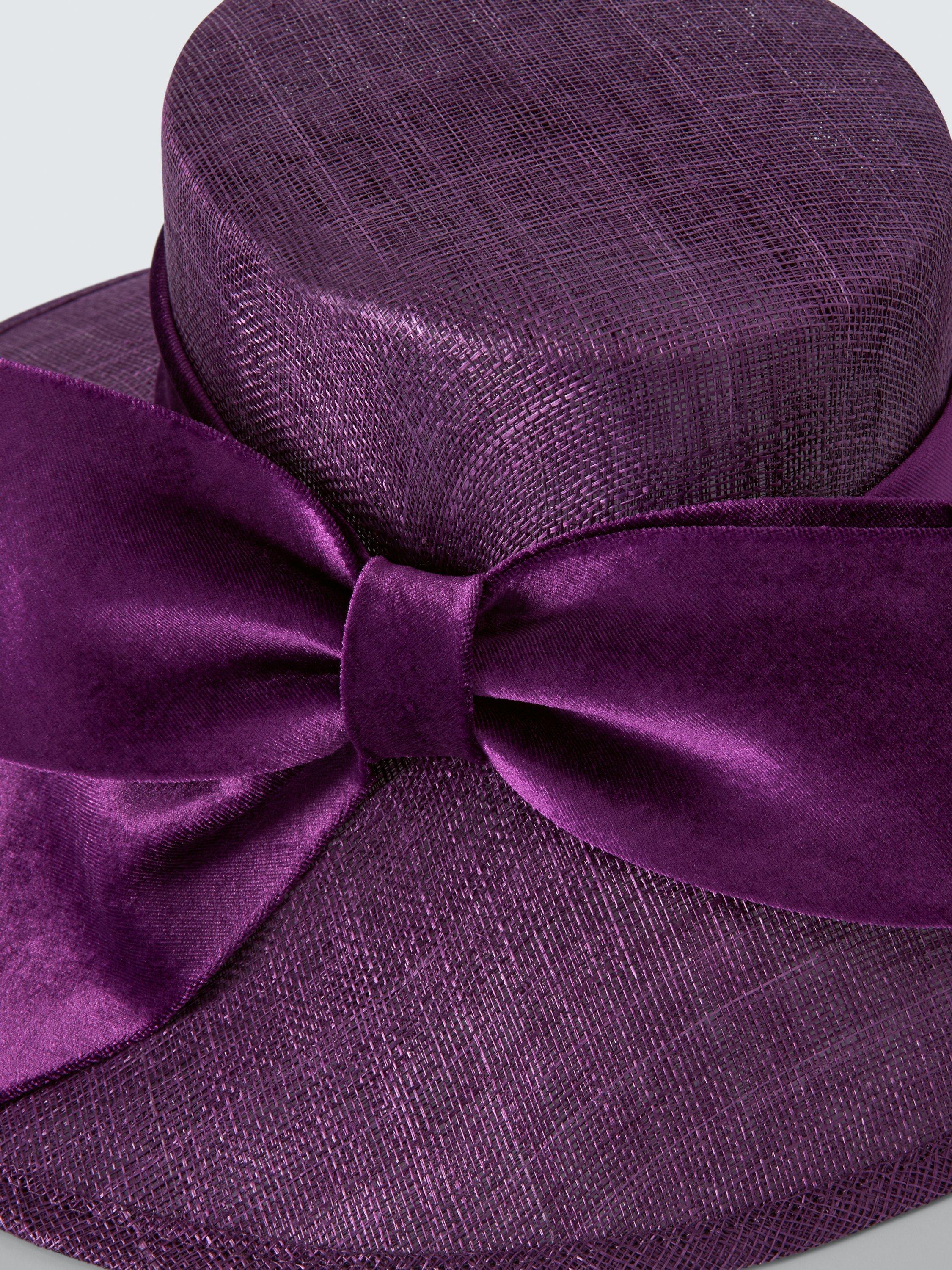 Product image 3 of 4, which shows John Lewis Katherine Boater Velvet Bow Occasion Hat, Plum