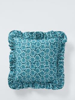 John Lewis X Collagerie Fan Leaf Cushion, Petrol, Petrol