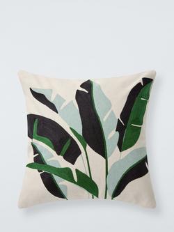 John Lewis Banana Leaves Cushion, Green