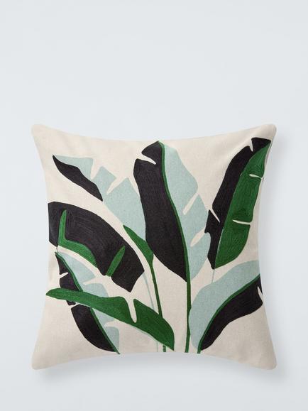 John Lewis Banana Leaves Cushion, Green