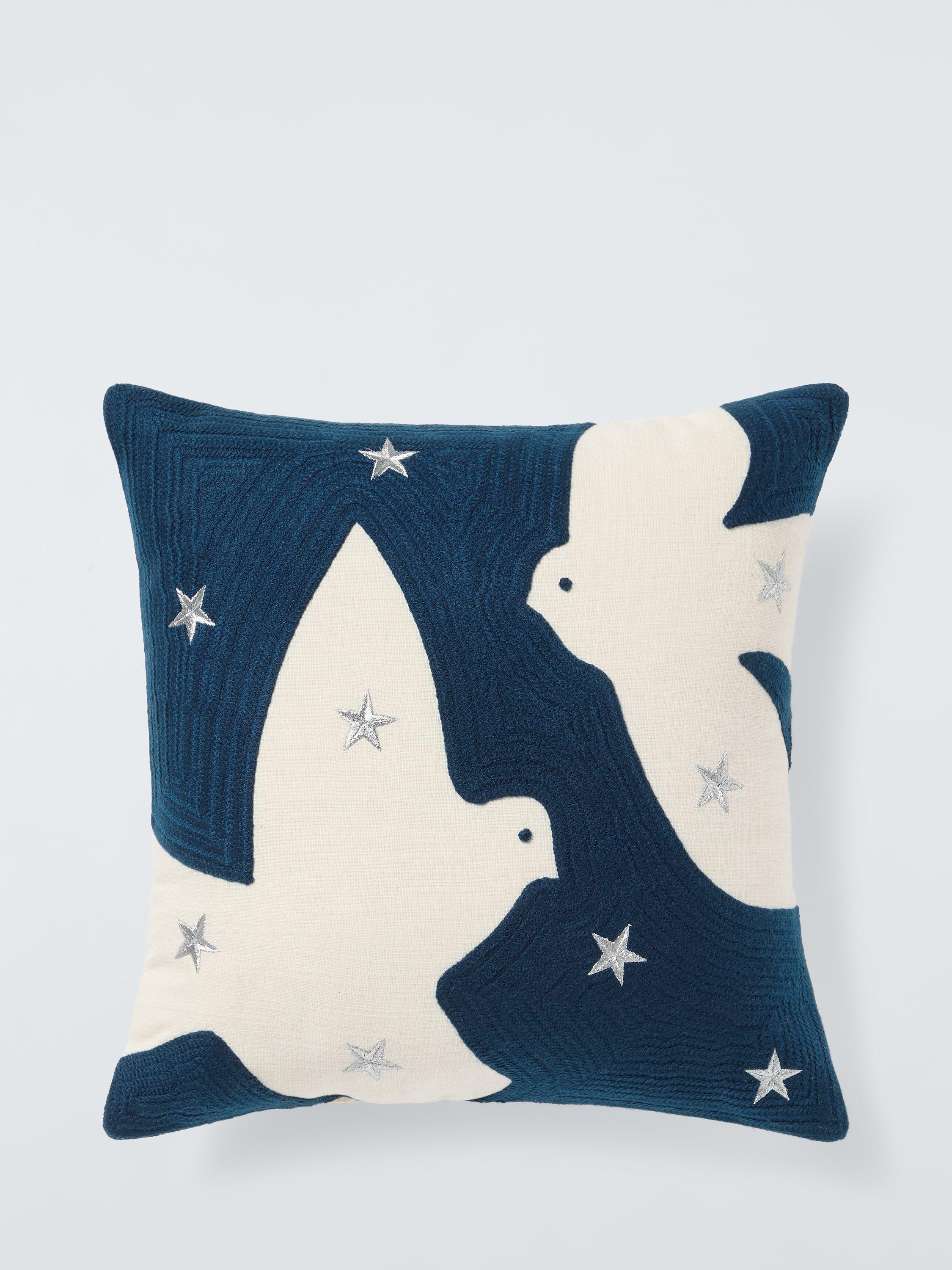 John Lewis Peace Bird Christmas Cushion, Midnight