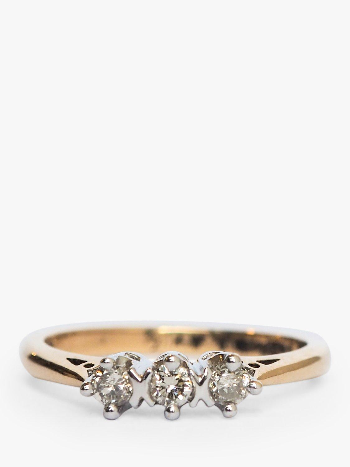 L & T Heirlooms Pre-Loved 9ct Yellow Gold Triple Diamond Cluster Ring, Gold