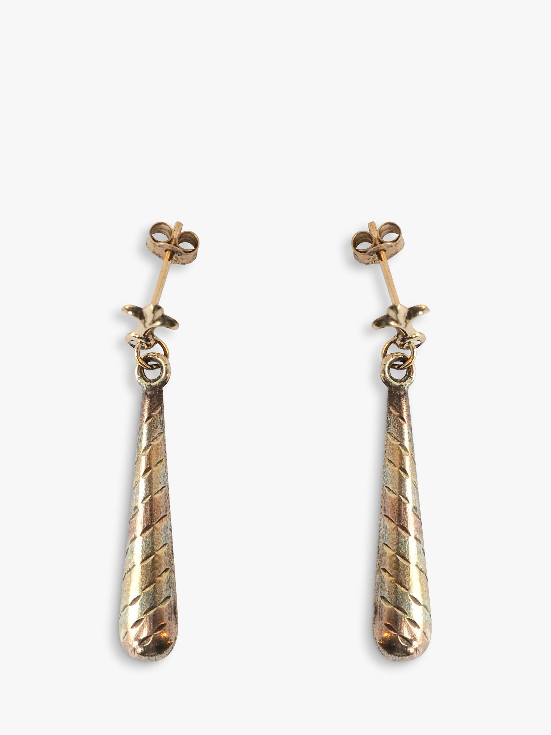 L & T Heirlooms Pre-Loved 9ct Yellow and White Gold Drop Earrings, Multi