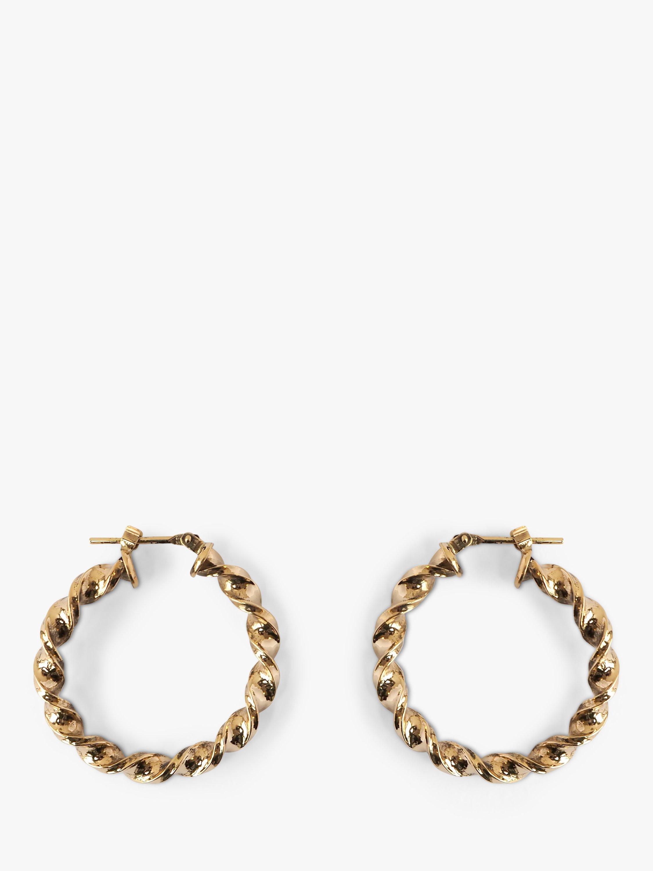 L & T Heirlooms Pre-Loved 9ct Yellow Gold Large Twisted Hoop Earrings, Gold