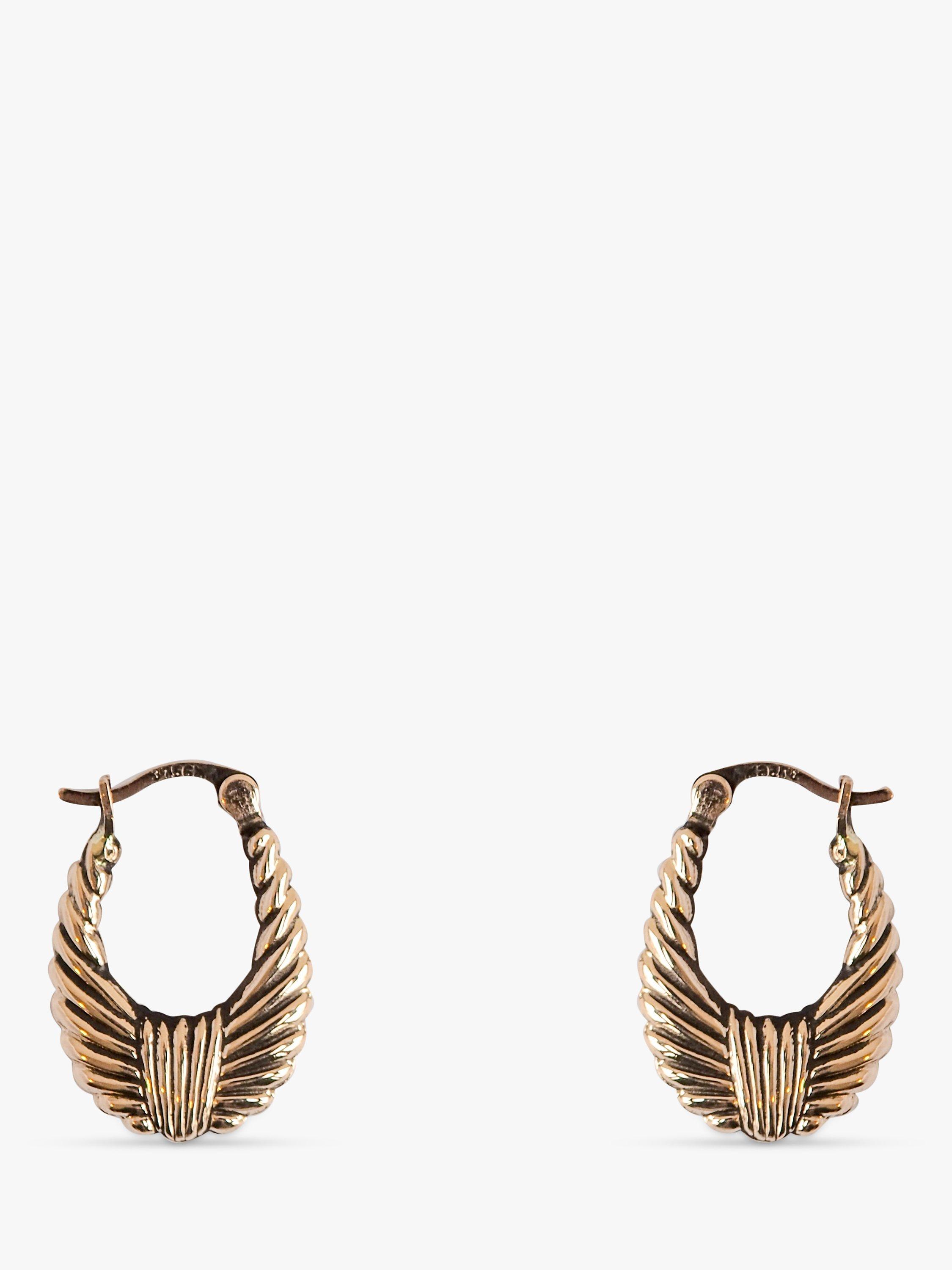 L & T Heirlooms Pre-Loved 9ct Rose Gold Creole Earrings, Rose Gold