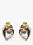 L & T Heirlooms Pre-Loved 9ct Yellow Gold Cubic Zirconia Heart Stud Earrings, Gold