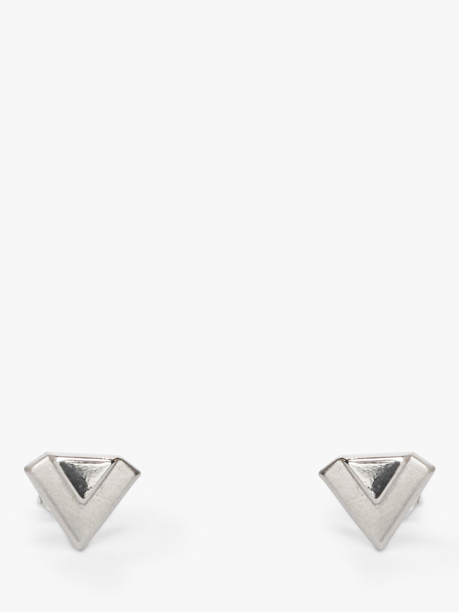 L & T Heirlooms Pre-Loved 18ct White Gold Triangular Stud Earrings, Silver