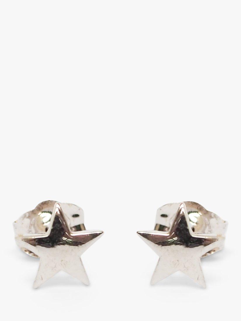 L & T Heirlooms Pre-Loved 18ct White Gold Star Stud Earrings, Silver