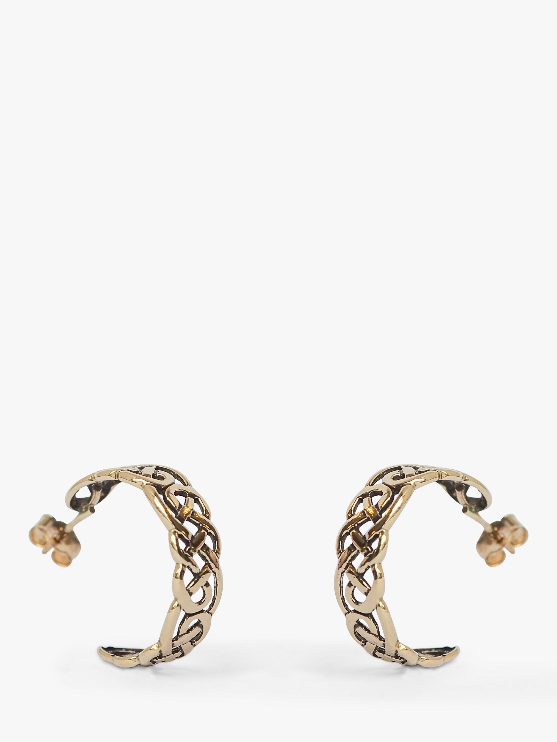 L & T Heirlooms Pre-Loved 9ct Yellow Gold Celtic Weave Hoop Earrings, Gold