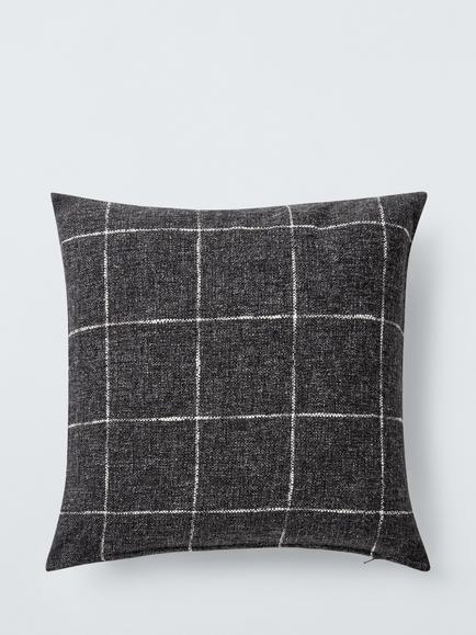 John Lewis Window Check Cushion, Sand, Graphite