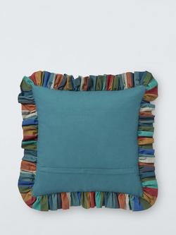 John Lewis Striped Frill Cushion, Multi - view 2, Multi