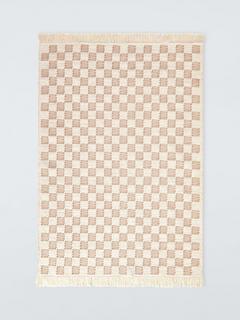John Lewis Checkerboard Cotton Rug, Plaster Pink, L170 x W120cm