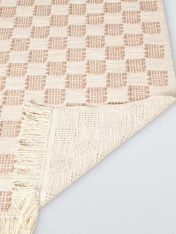 John Lewis Checkerboard Cotton Rug - view 2, Plaster Pink