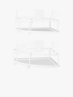 Umbra Cubiko Corner Bins Shower Baskets, Set of 2, White