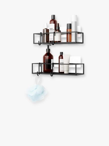 Umbra Cubiko Shower Bins, Set of 2, Black, Black