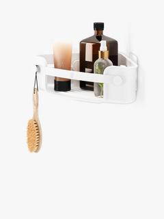 Flex Adhesive Corner Shower Bin, White
