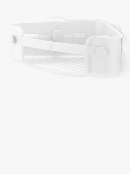 Umbra Flex Adhesive Corner Shower Bin, White - view 2, White