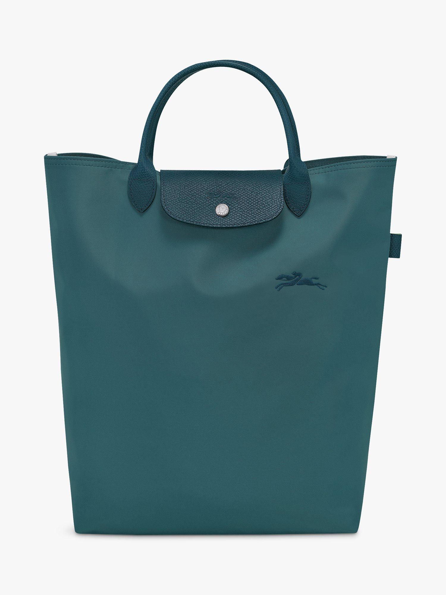Longchamp Le Pliage Green Medium Top Handle Tote Bag Peacock
