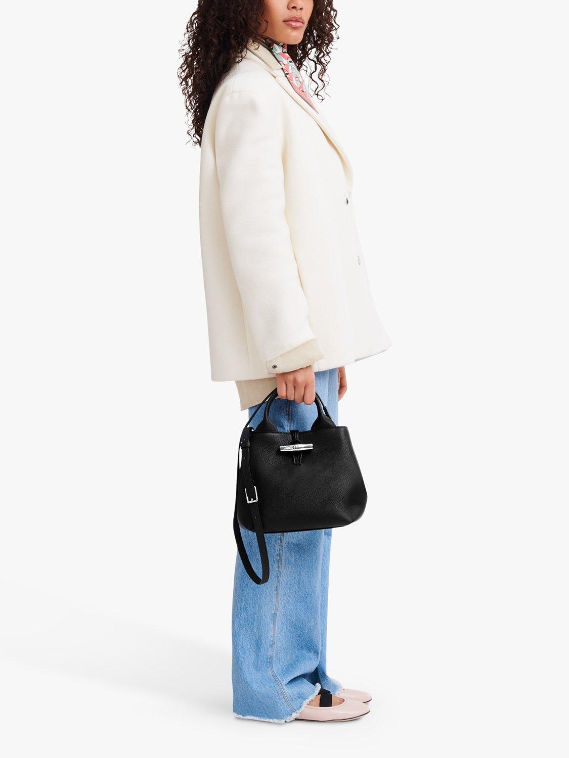 Product image 2 of 7, which shows Longchamp Le Roseau Leather Small Crossbody Bag, Black
