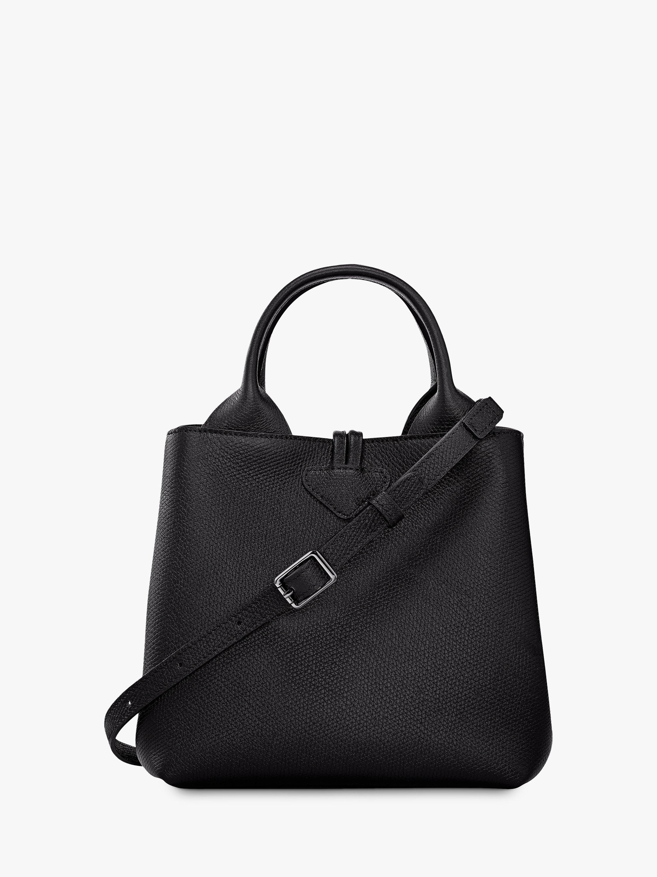 Product image 4 of 7, which shows Longchamp Le Roseau Leather Small Crossbody Bag, Black