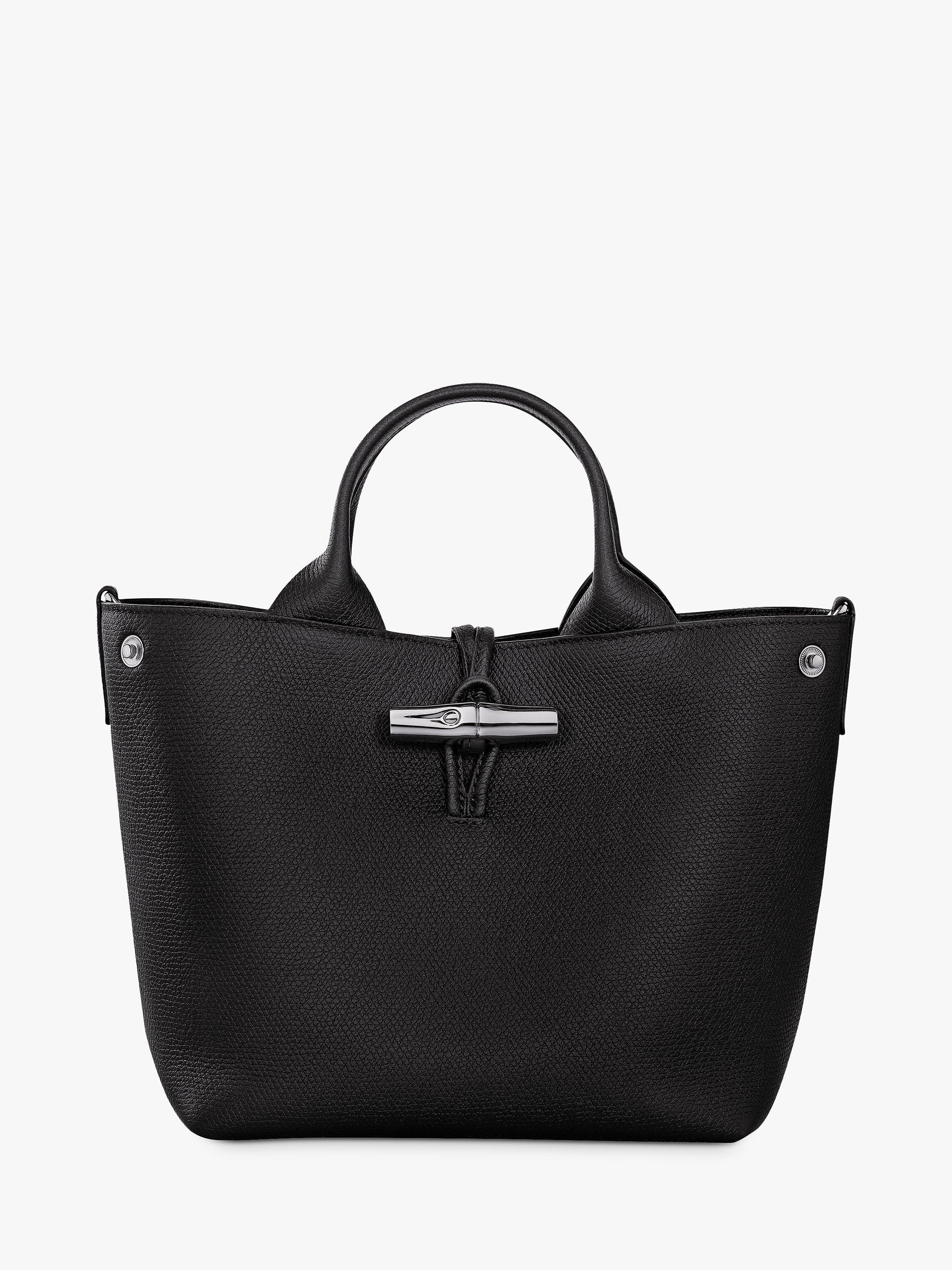 Product image 5 of 7, which shows Longchamp Le Roseau Leather Small Crossbody Bag, Black