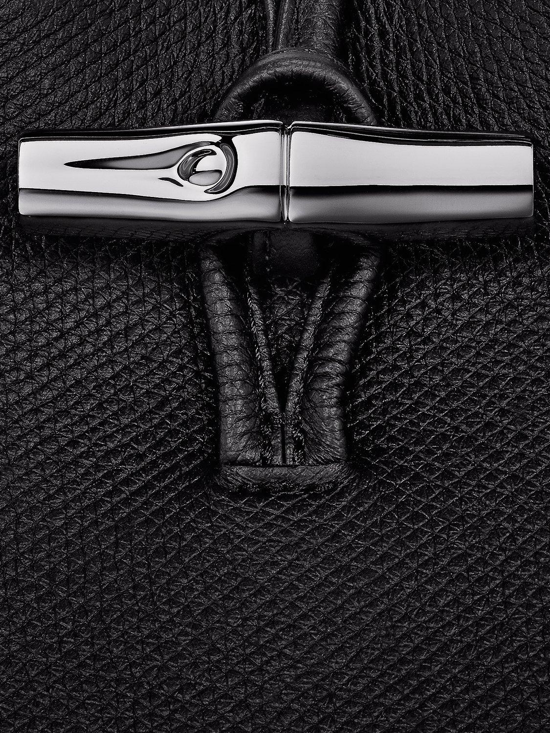 Product image 7 of 7, which shows Longchamp Le Roseau Leather Small Crossbody Bag, Black