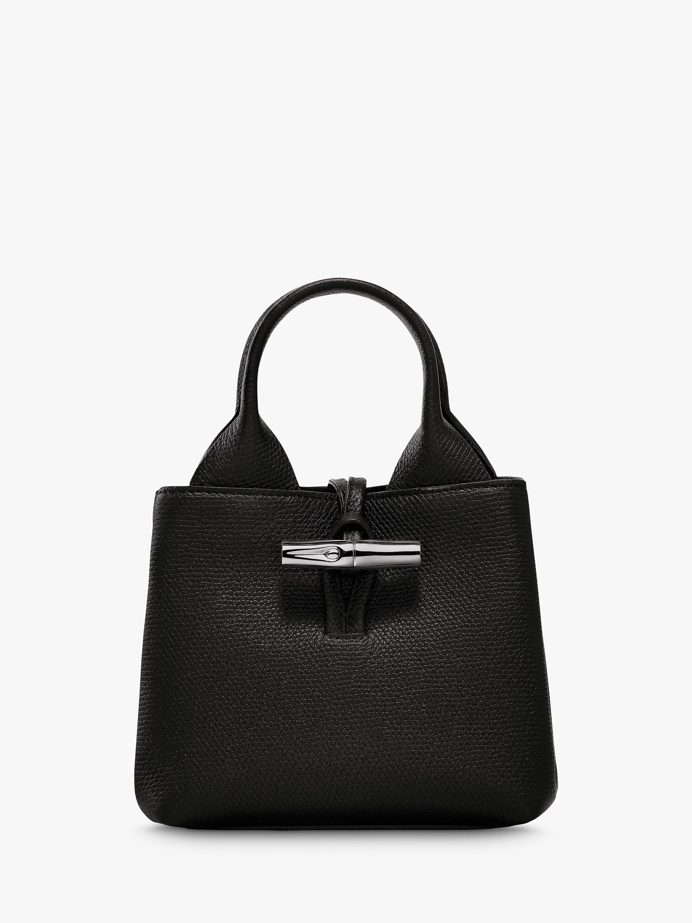 Product image 1 of 3, which shows Longchamp Le Roseau XS Grained Leather Crossbody Bag, Black