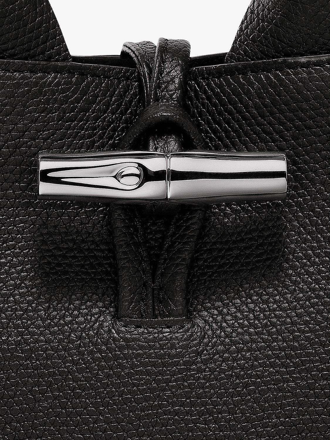 Product image 2 of 3, which shows Longchamp Le Roseau XS Grained Leather Crossbody Bag, Black