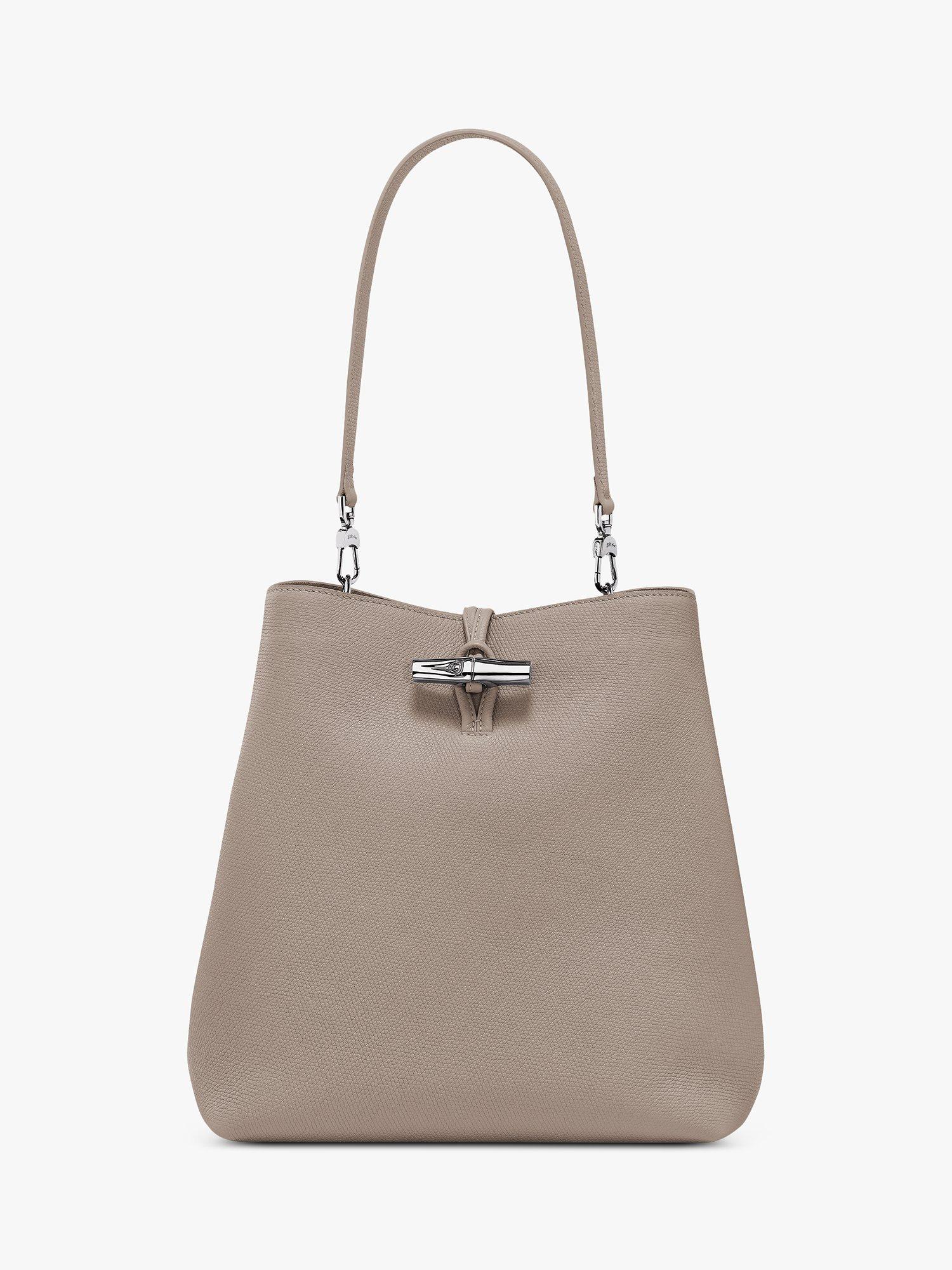 Product image 1 of 3, which shows Longchamp Le Roseau Grained Leather Large Shoulder Bag, Clay