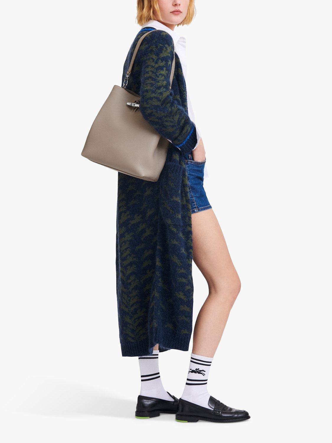 Product image 2 of 3, which shows Longchamp Le Roseau Grained Leather Large Shoulder Bag, Clay