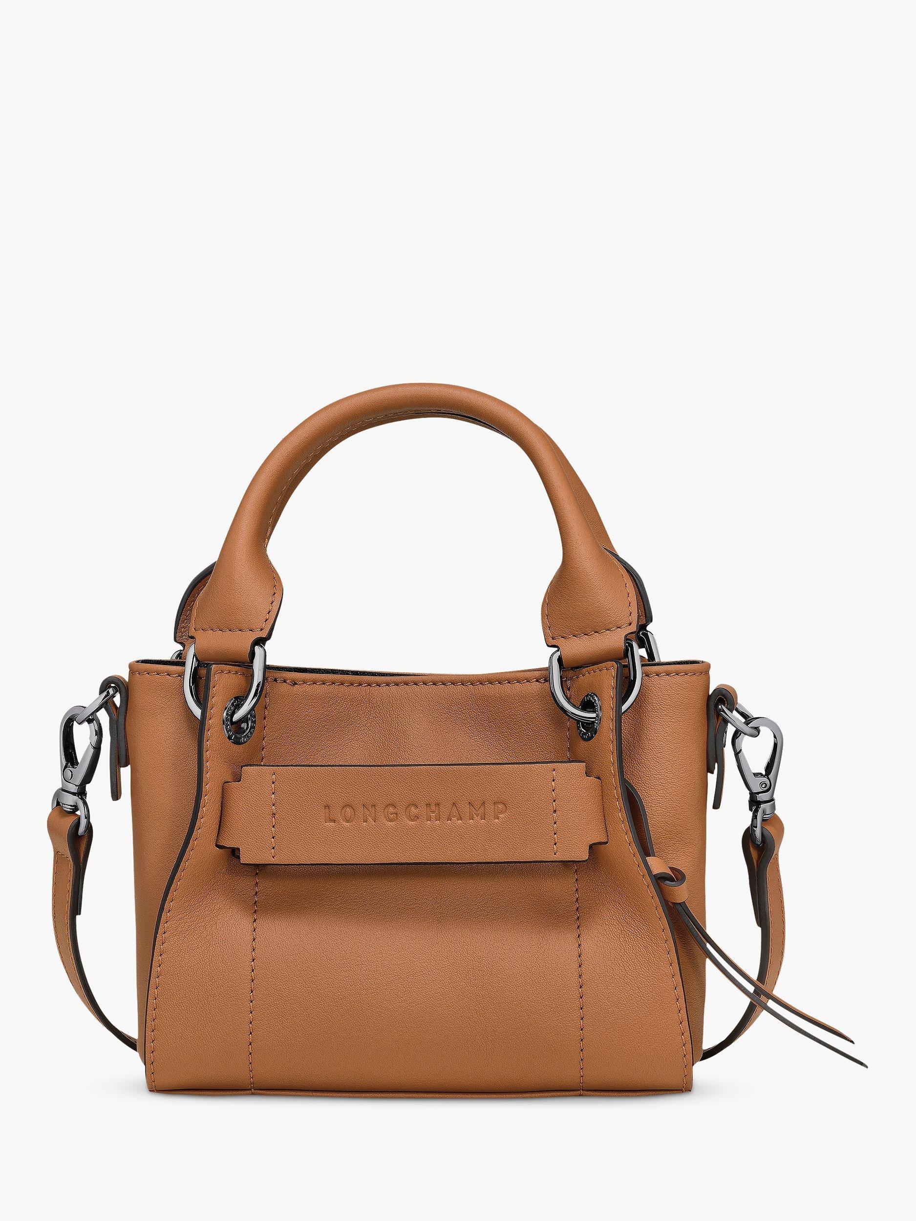 Longchamp 3D Mini Leather Crossbody Bag, Natural